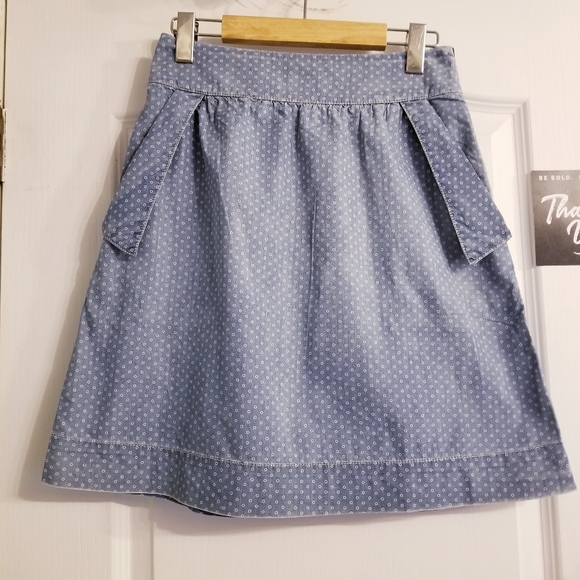 Anthro | Holding Horses Chambray Dot Skirt - Picture 3 of 6